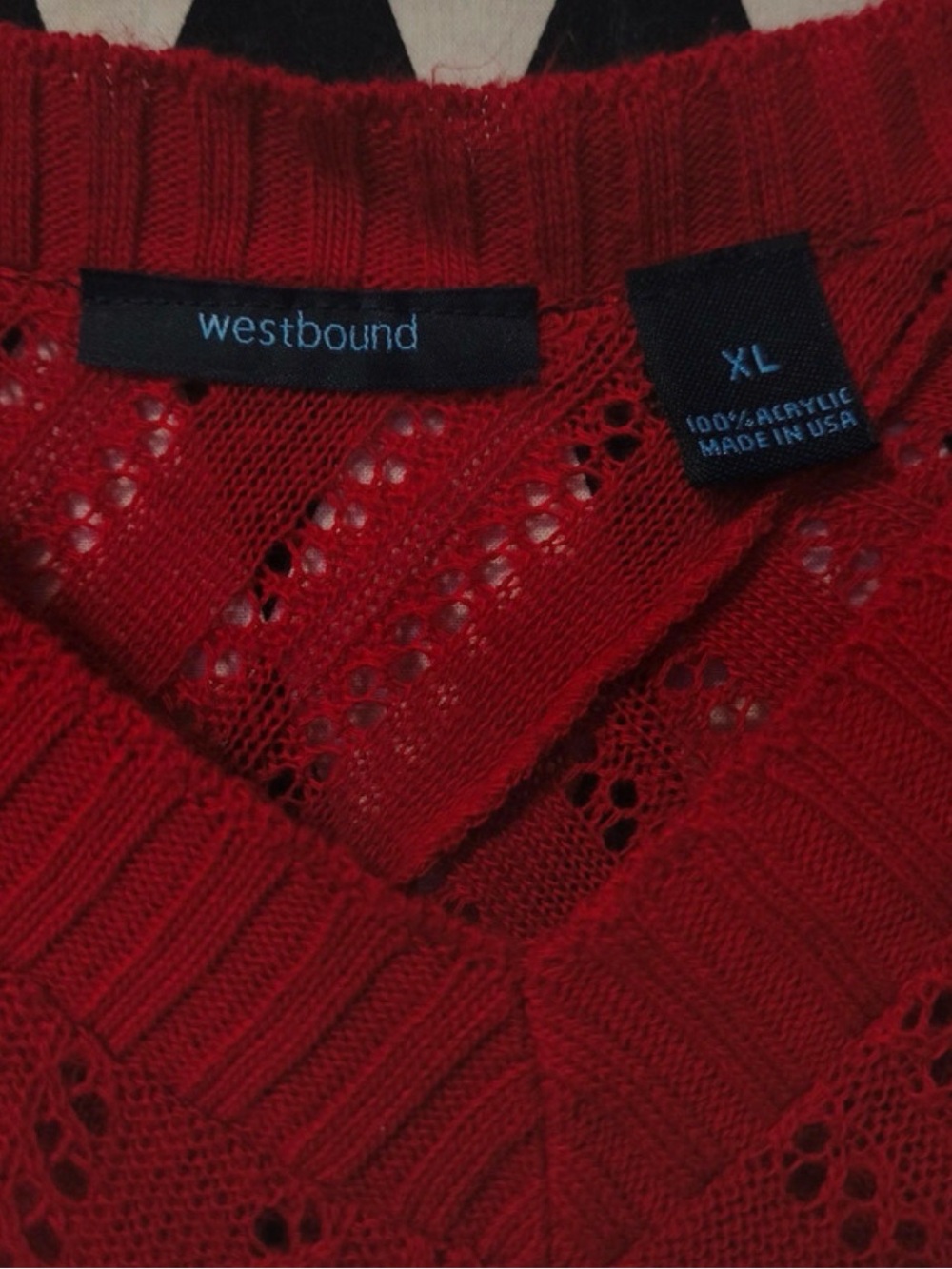 Westbound Red V-Neck Knit Poncho - Picture 4 of 5